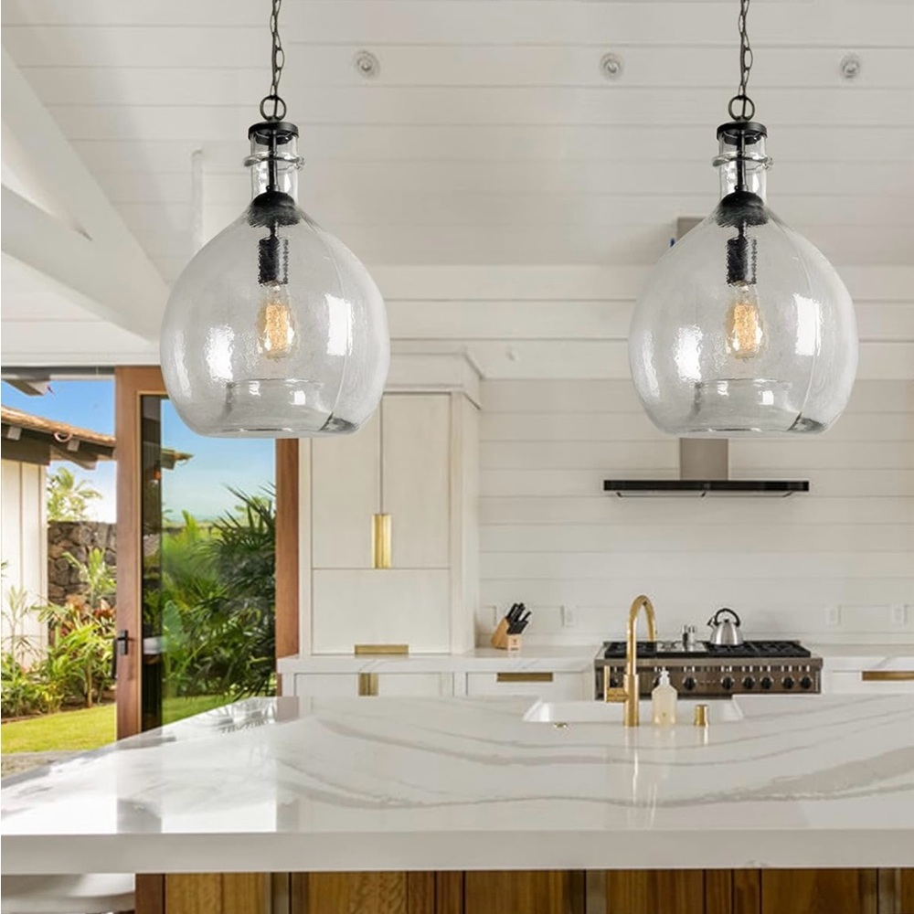 Luxury Hand Blown Glass Pendant Light, 13 Inch